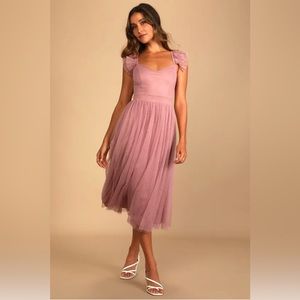 Lulu's Dusty Rose Midi Tulle Dress